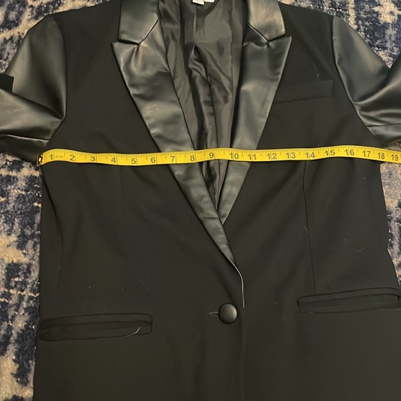 Bar III Stretch Blazer with Faux Leather Details - Picture 5 of 6